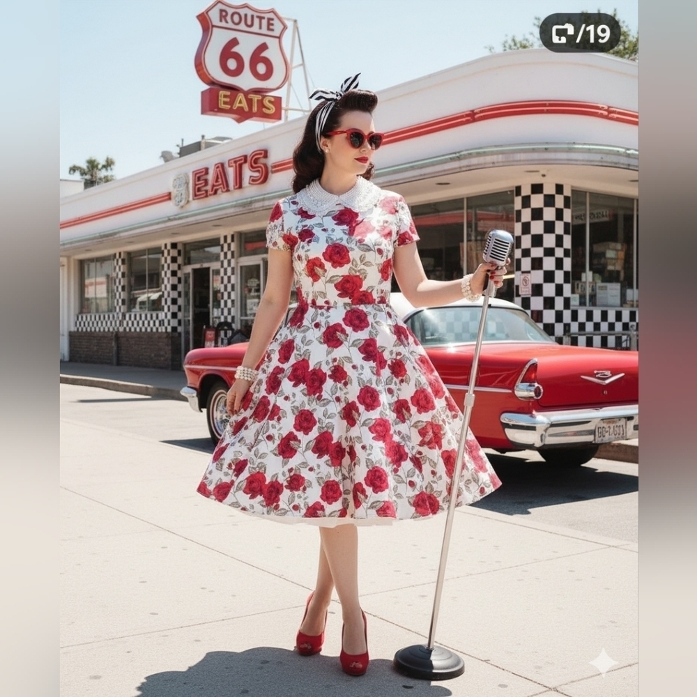 MOON vintage pin-up floral dress